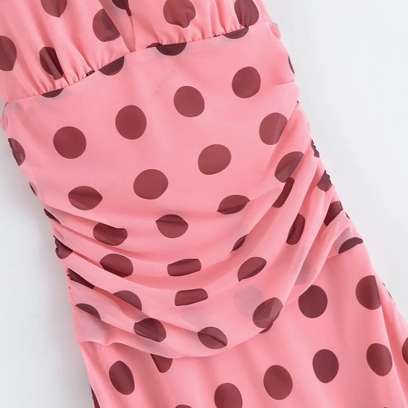 Holiday Backless Vintage Beach Party Dress for Women 2025 Summer New Women's Fashion Simple Hanging Neck Wave Dot Long Dress