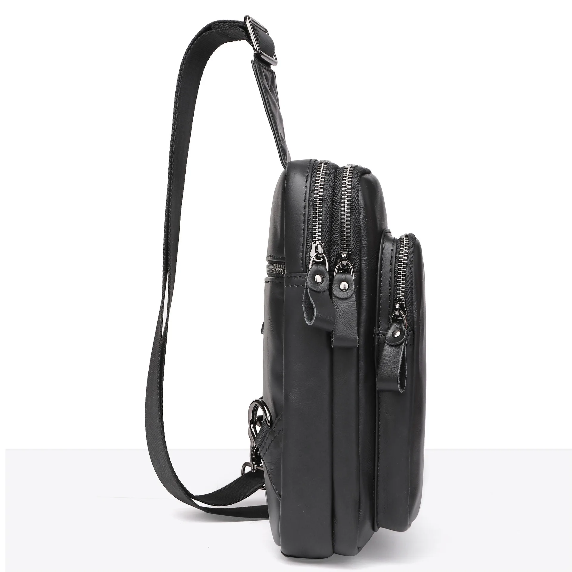 رجال الأعمال العمودي جلد طبيعي حقيبة صدر للرجال عارضة الرياضة حقيبة كروسبودي الأزياء أعلى الحبوب الجلود الكتف الرافعة #3