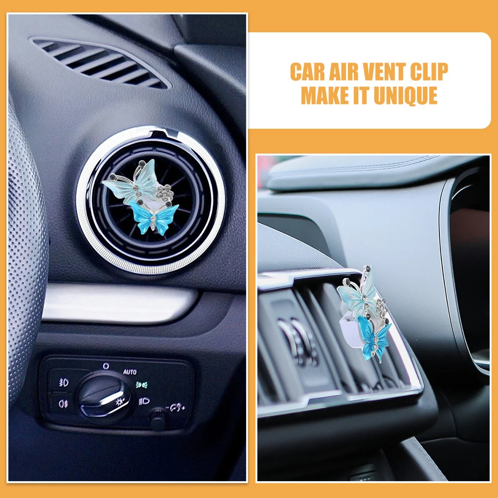 

2pcs Butterfly Car Air Vent Perfume Clip Decorative Aromatherapy Clips Rhinestone Auto Freshener Accessories For Women
