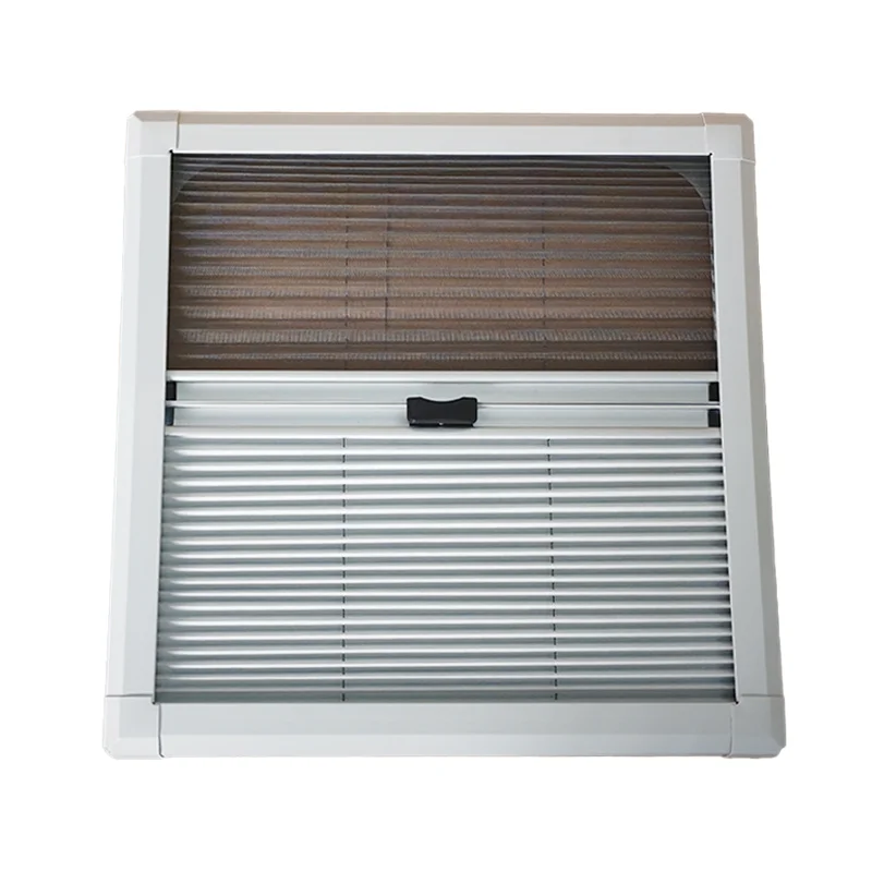 MAYGOOD 300*500mm Flat Round Corner Caravan Window with Acrylic Glass Pleated Blind and Mosquito Net for RV Camper Replacement