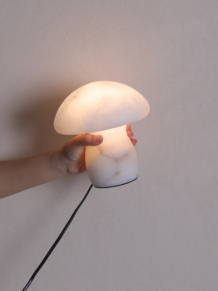 Spanish natural snowflake marble mushroom table lamp modern creative personality bedside decoration atmosphere lamp