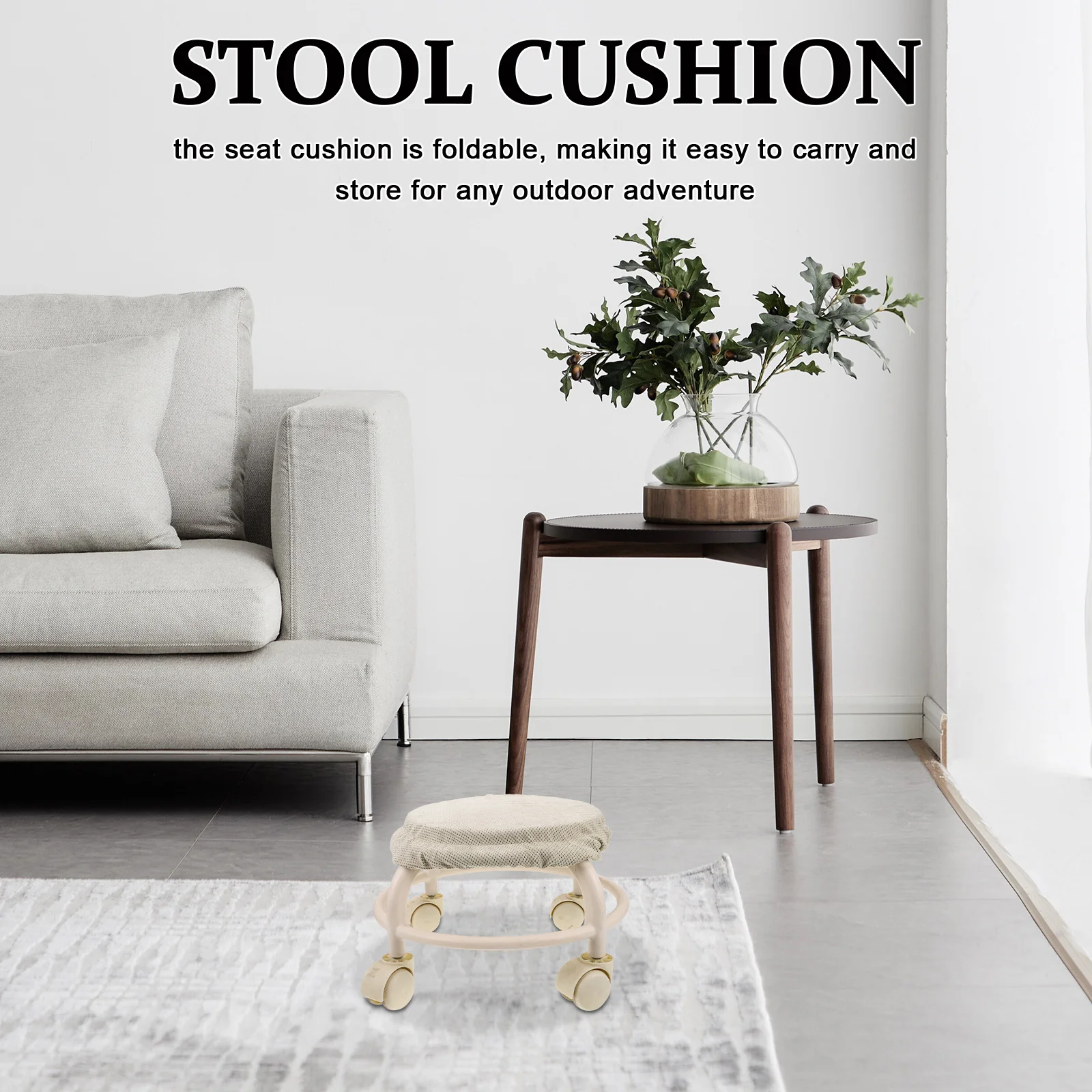 

Non Slip Round Telescopic Folding Stool Cushion Removable Seat Pad Outdoor Camping Fishing Hiking Cushion Collapsible Chair Pad