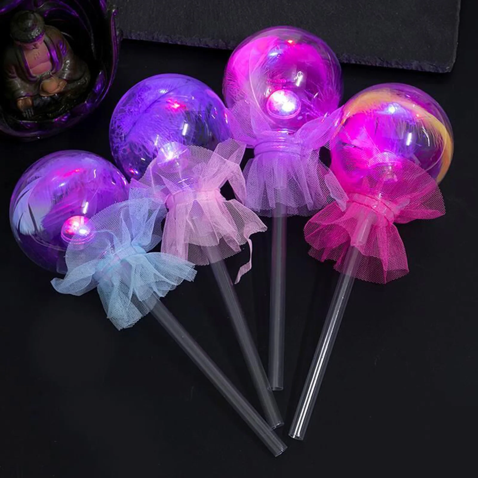 1Pc Fairy Girl Stick Wave Ball LED Glow Stick Toy Colorful Children Wand Glow Stick Cheer Tube Wedding Party Birthday Supplies