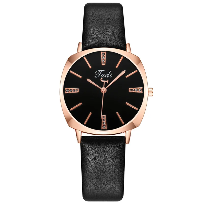 Luxury Diamond Leather Strap Analog Quartz Watch Simple Elegant Temperament Square Dial Wristwatch Relojes Para Mujer