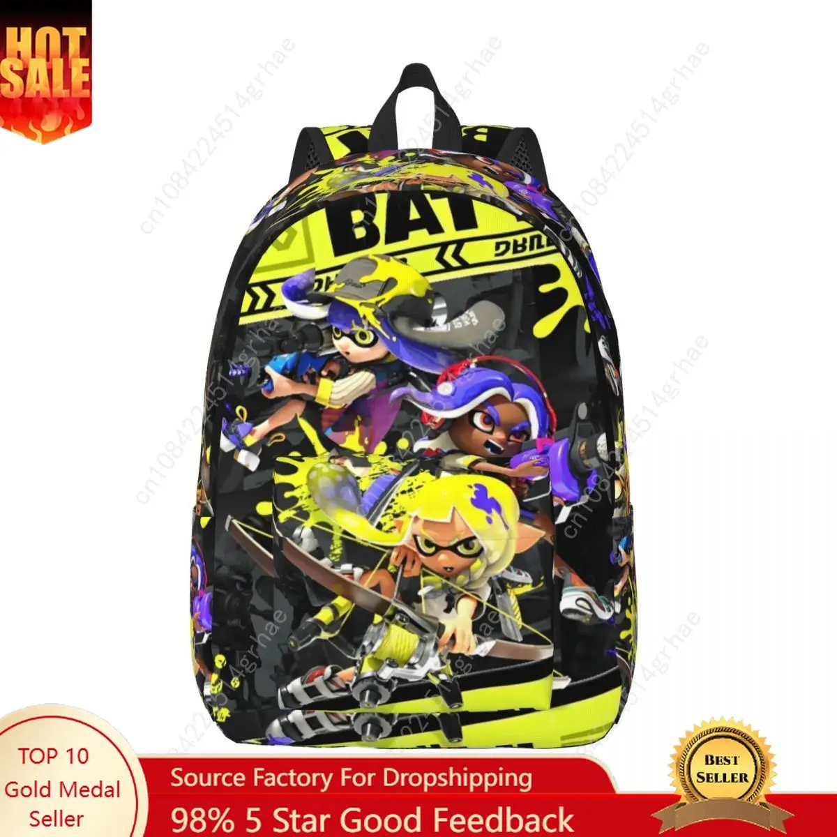 Shoot Video Game Splatoon Teenage Backpack Lightweight Student Business Daypack for Men Women Laptop Computer Canvas Bags