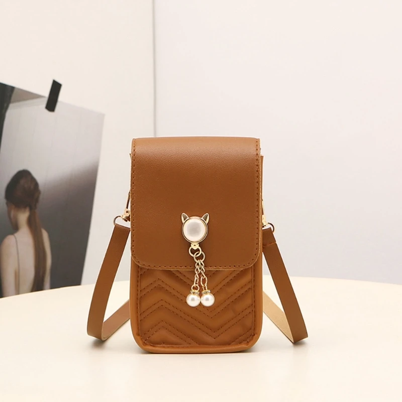 Bolso mensajero a juego para mujer Bolso hombro vertical Bolso cuero para teléfono PU