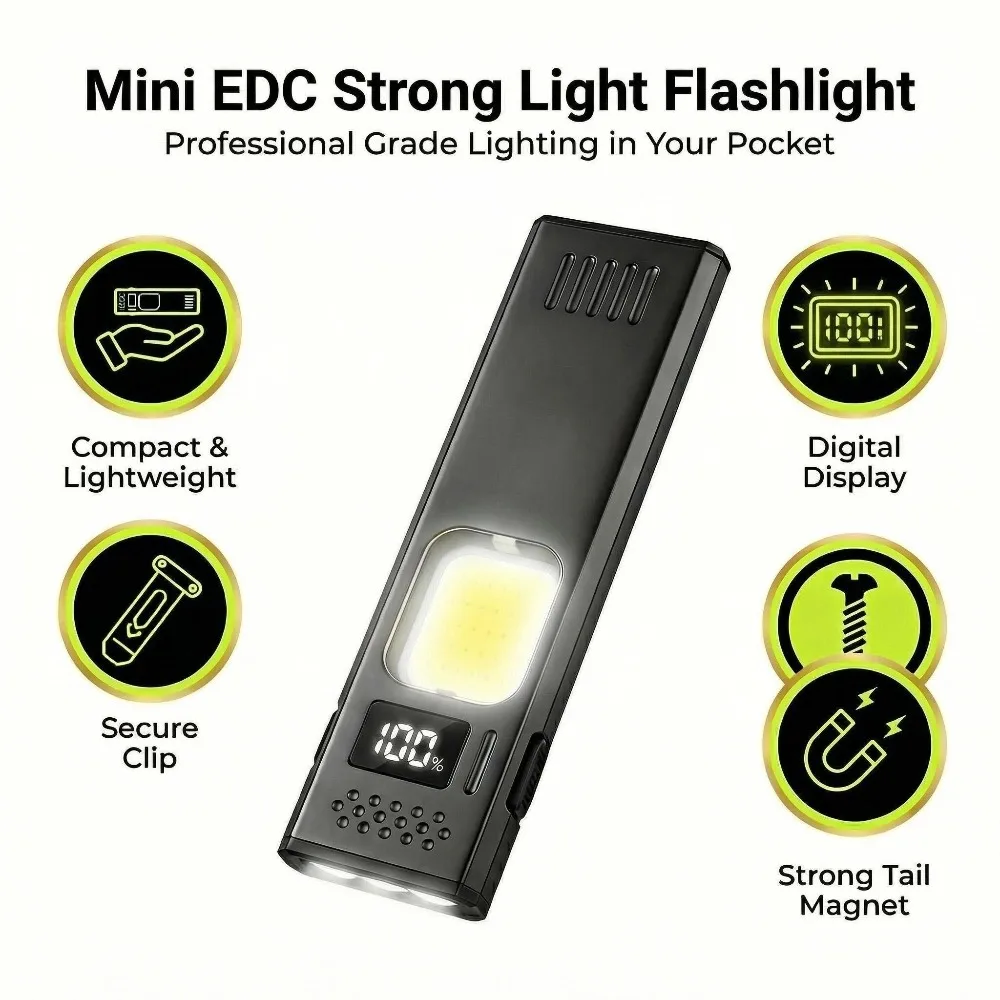 Rechargeable Ultra Thin LED Flashlight Magnetic Portable LED Torch with Pen Clip Pocket Light for Outdoor Camping EDC Emergency