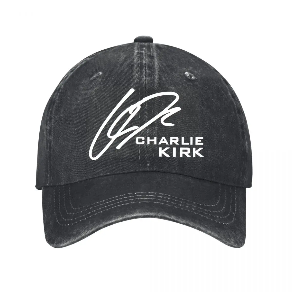 Charlie Kirk Signature Script Name Graphic Washed Baseball Cap Outdoor Hat