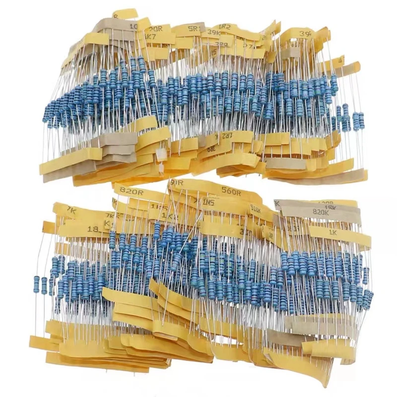 600pcs 0.25W Metal film resistor pack 1/4W  1%10R-1M 30 varieties of 20 each suitable for students to study DIY electronics