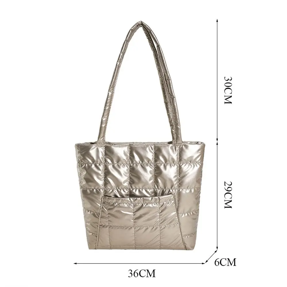 Women Large Capacity Shoulder Bag Quilted Handbags Casual Down Cotton Padded Tote Bags Girls Shopping Bags Underarm Bags