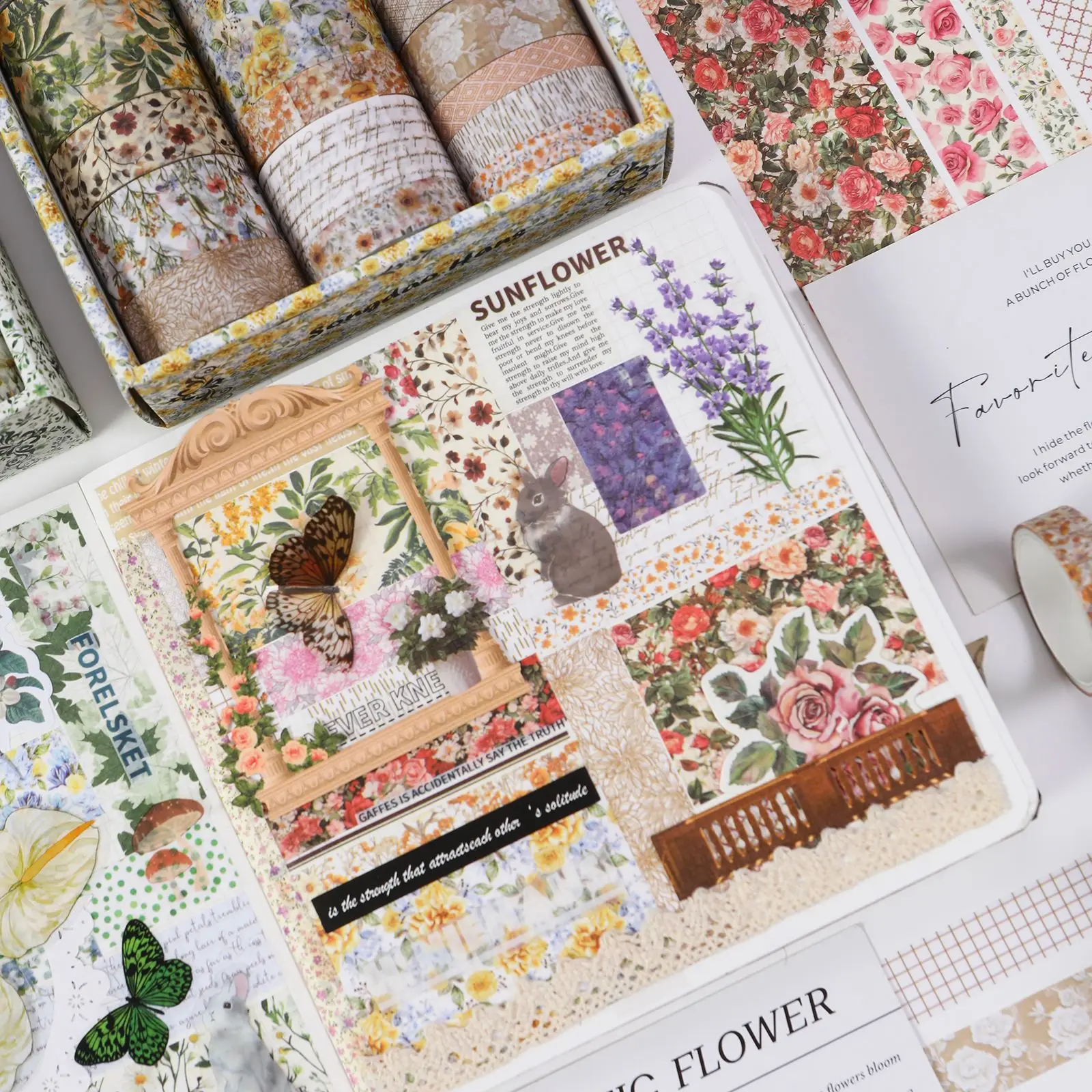 

Botanical Washi Tape Pack Huaxin Series Floral Decorative Masking Tape for Journaling Planner Stickers DIY Craft Set