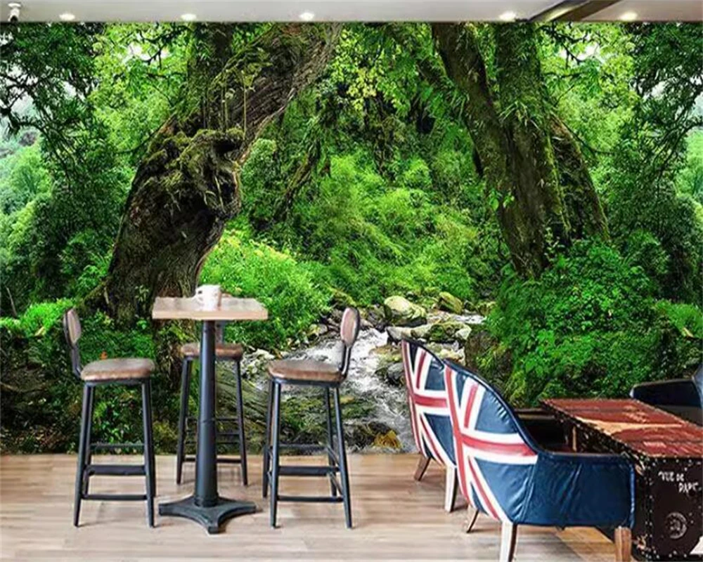 

beibehang papel de parede Customized Modern Nature Theme Forest 3D Extended Space Bedroom Landscape New Wallpaper