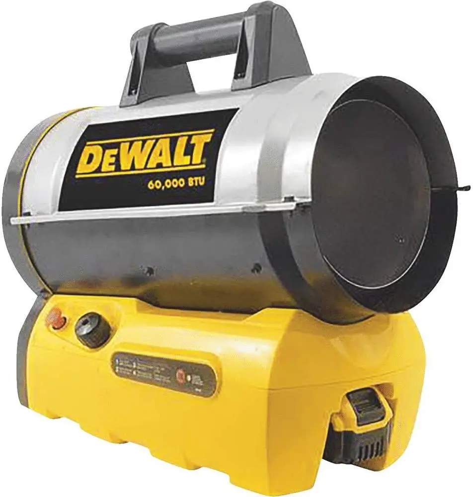 DeWalt 68,000 BTU 20 Volt Battery Start Portable Cordless Propane Space Heater with Quiet Barrel Forced Air Design for Job Site