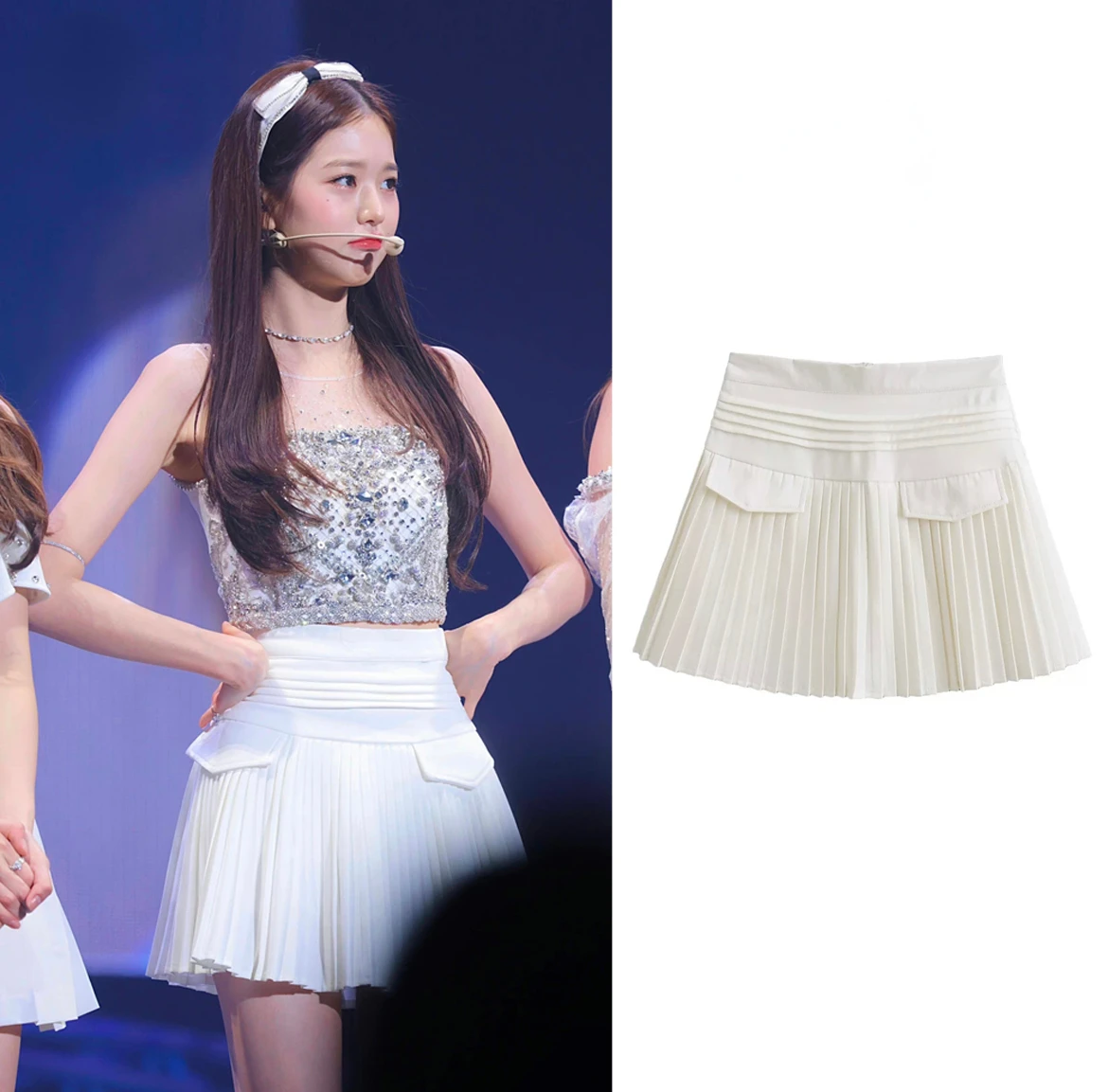 

Kpop Jang Won Young Sexy A-line Pleated Skirt Concert New Dancer Festival Clothing Rave Stage Jazz High Waist Loose Mini Skirts