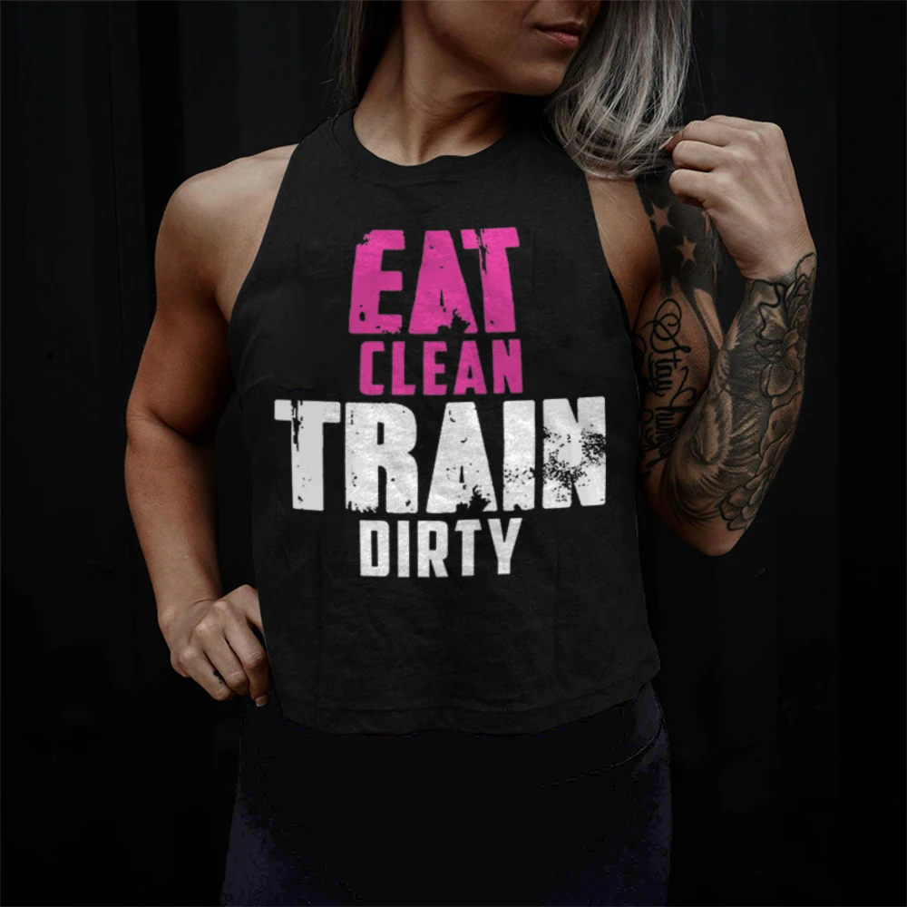 

Women's inspirational fitness slogan printed vest