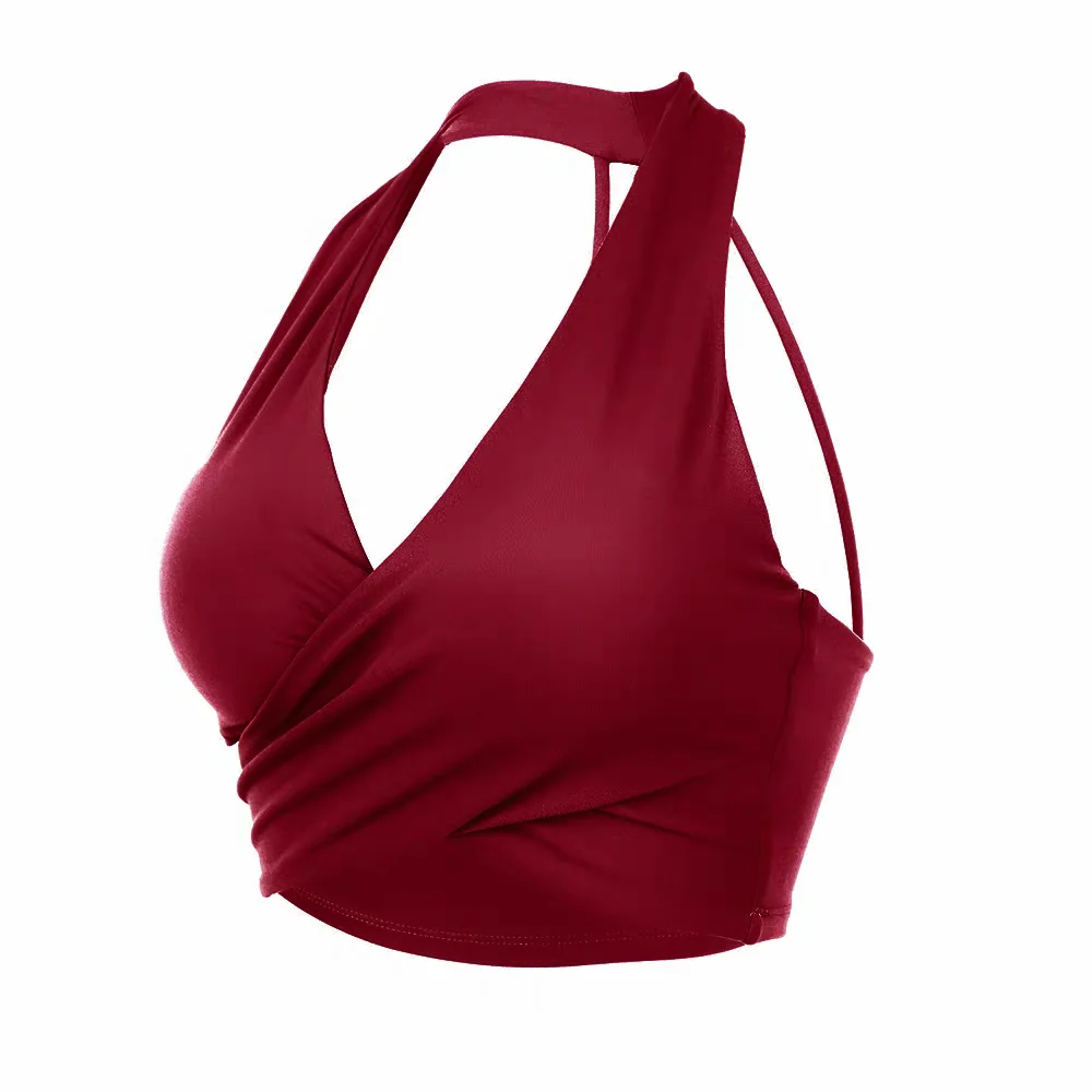 Women's Halter Neck Beauty Back Suspender Sports Bra Women's Shockproof Anti-sagging Push-up Yoga Wear Training Pilates Bra Vest