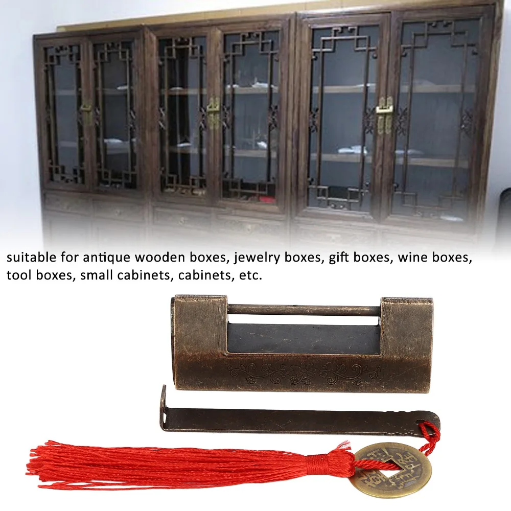 Durable Brass Antique Chinese Padlock Heavy Exquisite Chinese Style Padlock Vintage Padlock Box Cabinets