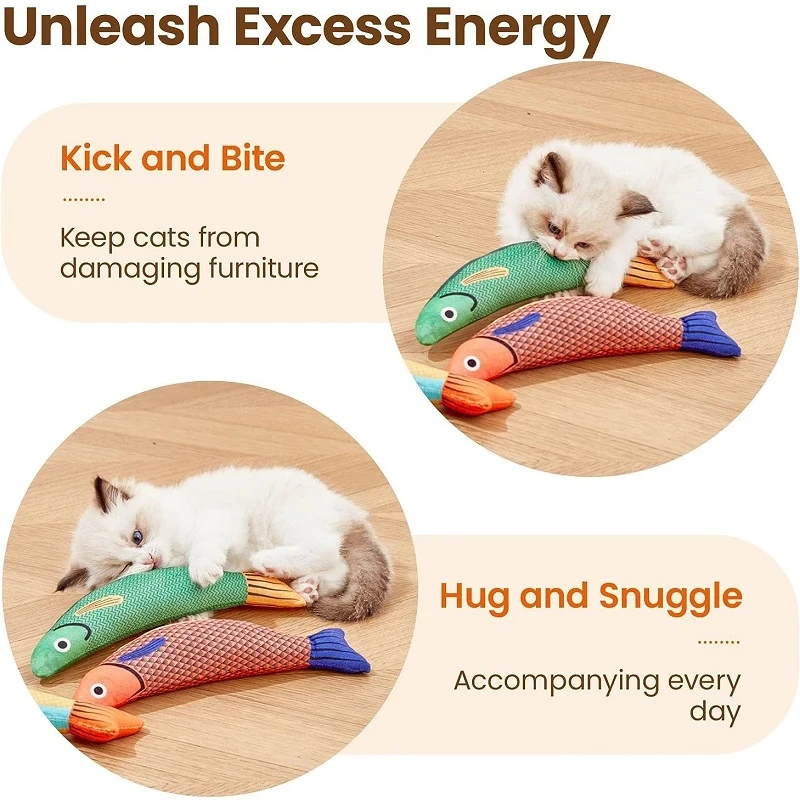 1PC Realistic Fish Cat Toy - Interactive Plush Chew Toy with Sound, Bite-Proof for Cats & Kittens - Stimulates Play