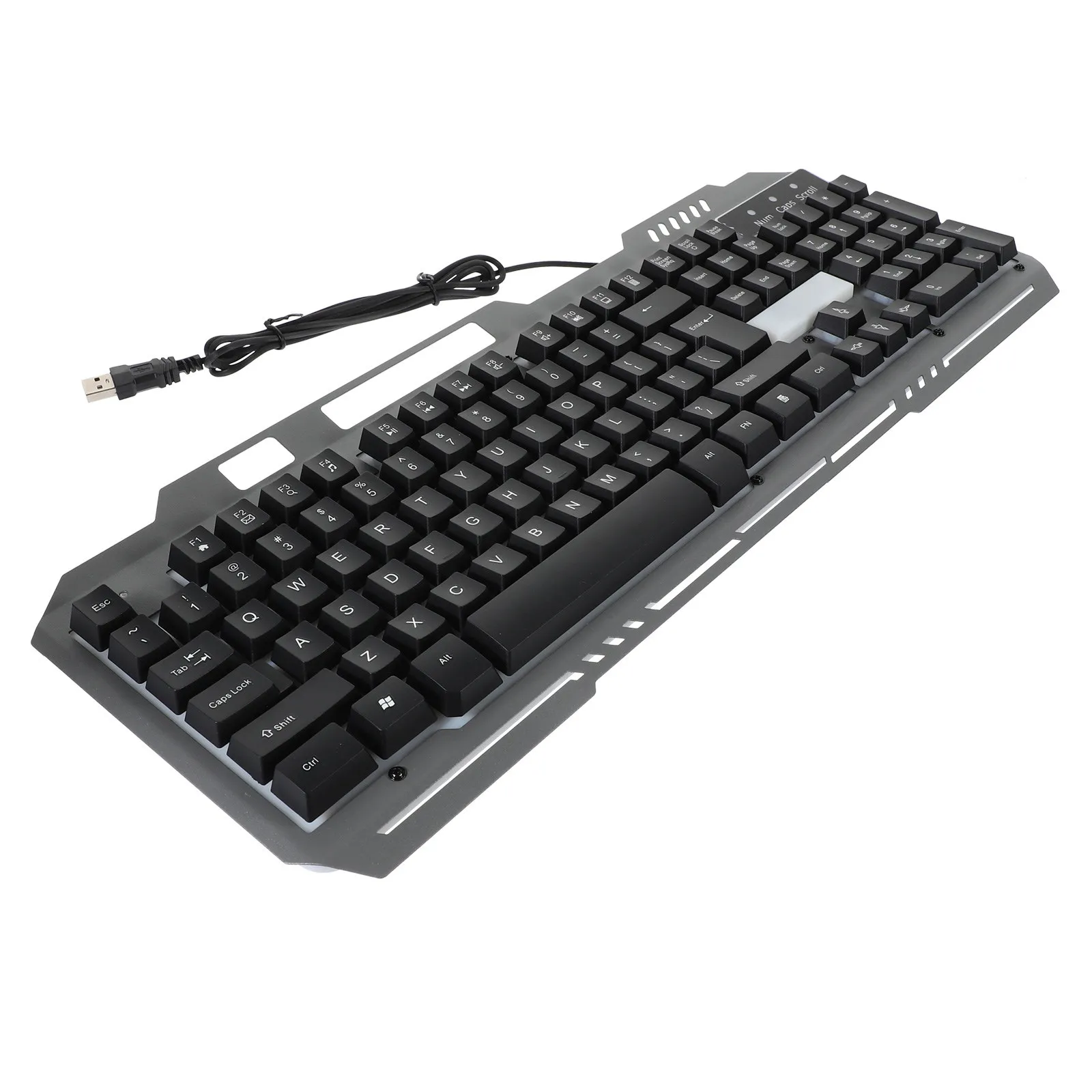 

1pc Rgb Backlit Mechanical Feel Metal Panel Usb Keyboard Ergonomic Waterproof Design For Gaming Office Computer Accessory
