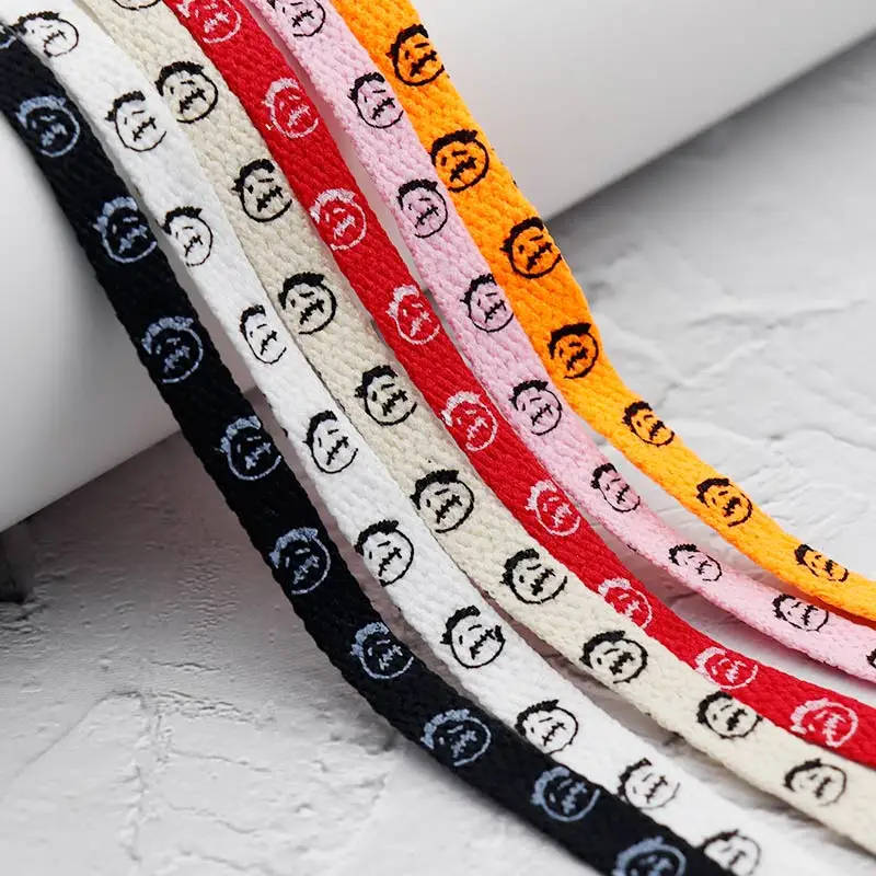Coolstring 8MM Carton Pattern Flat Lace Elder Silk Screen Print  Polyester Shoelace Summer Camping Running Jogging Shoe Cordones