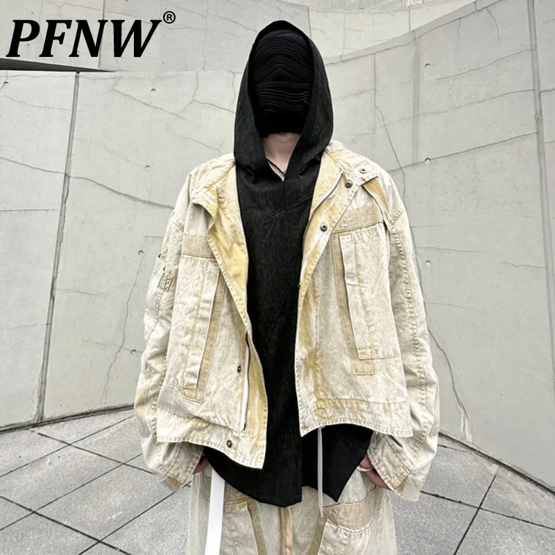 PFNW Heavy Duty High Quality Old Design Loose Silhouette Workwear Jacket For Men Washed Zipper Oversized Coat 2024 New 12C1775