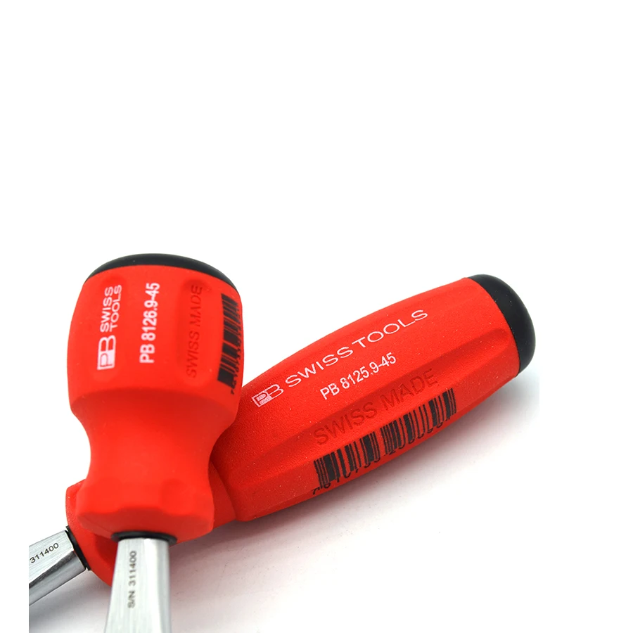 PB SWISS Coin Screwdriver with SwissGrip Handle Flat Shaped Short Small Screw Driver DIY Hand Tool 8125.9-45 8126.9-45