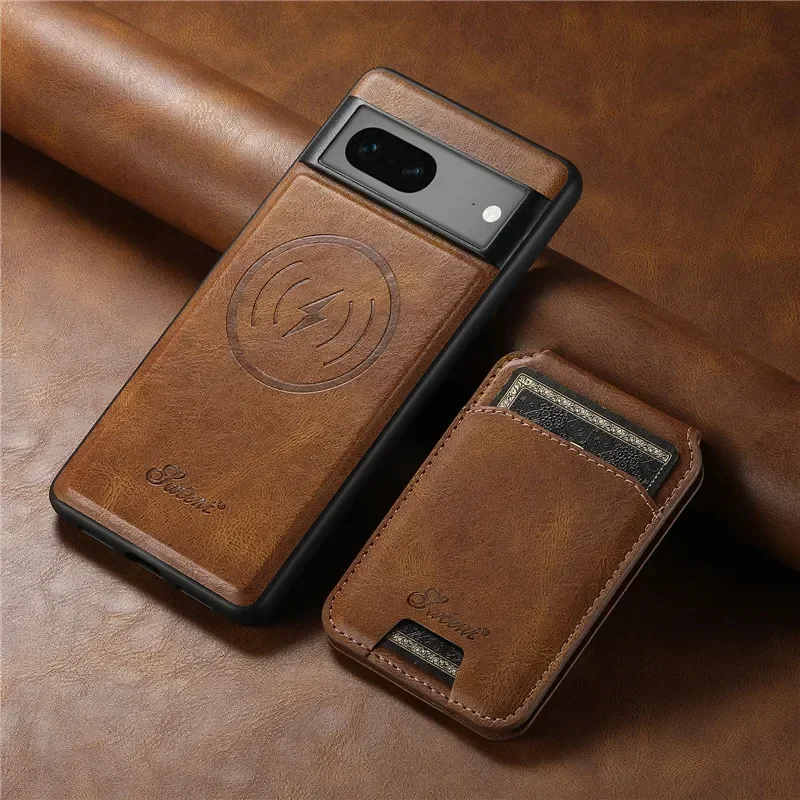 

2in1 Retro Leather Wallet Card Slot Holder Magnetic Pocket Flip Phone Cover For Google Pixel 8 7 6 Pro 6A 7A Vintage Magafe Case