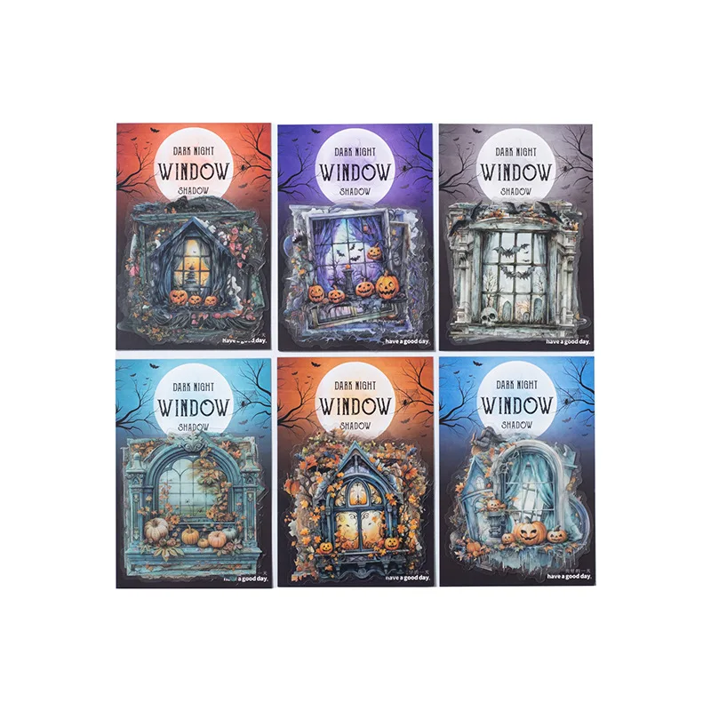 10 Stickers Night Window Shadow Series Journal PET Stickers Gothic Window Base Collage DIY Supplies Kawaii Stickers view 5