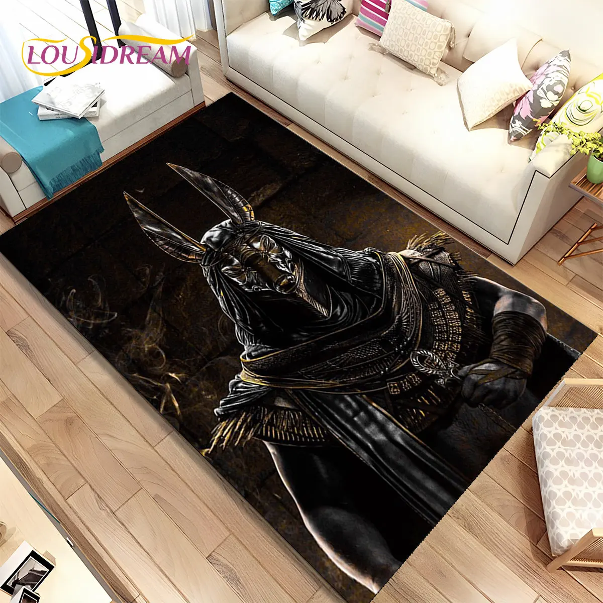 HD Egypt Death Anubis Mythology Horus Area Rug,Carpet for Home Living Room Bedroom Sofa Doormat Kitchen Decor,Non-slip Floor Mat