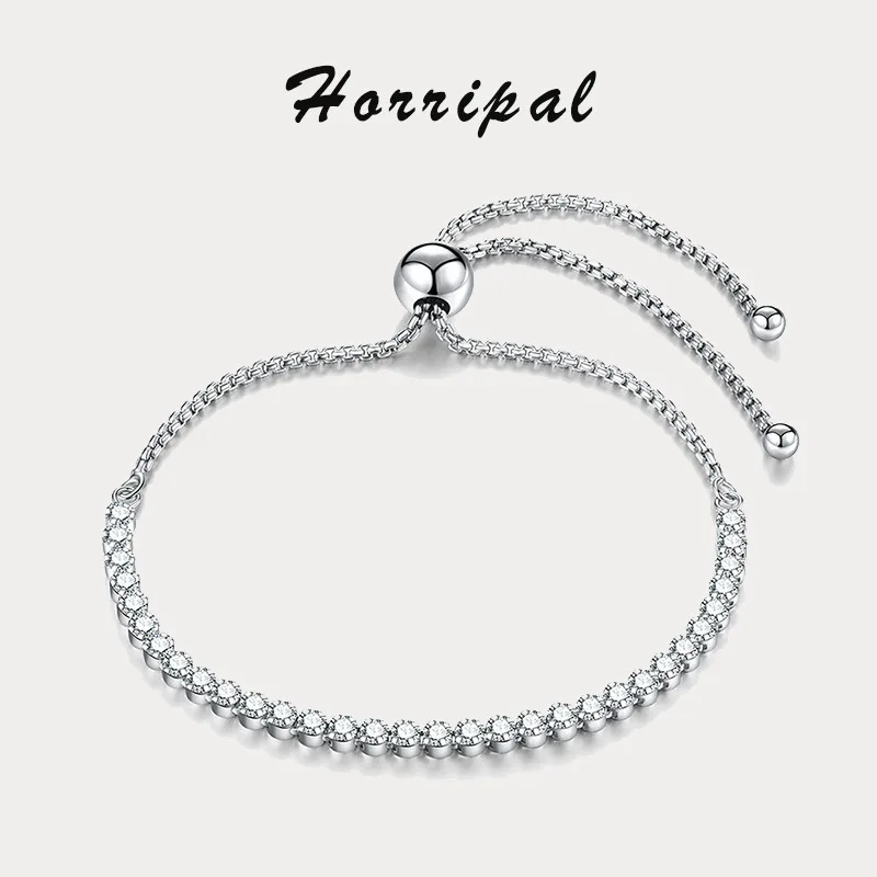 

2MM Moissanite Bracelet for Women Girl Sterling Silver S925 Adjustable Chain Bracelets Anniversary Trendy Fashion Jewelry Gift