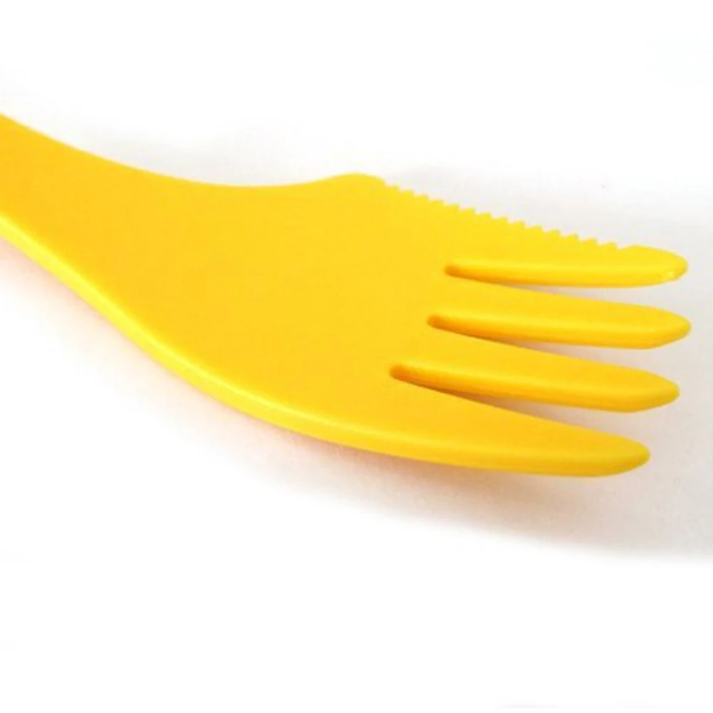

6pcs 3 In 1 Flatware Set Acrylic Cutlery Spoon Fork Pink White Yellow Red Green Blue Simple Design Comfortable Grip