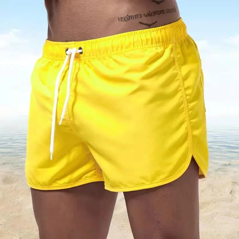 men\'s Swimwear Low Waist Surfing Trunk swim short sexy personality Swimsuit male pocket swimming beach board short men bathing