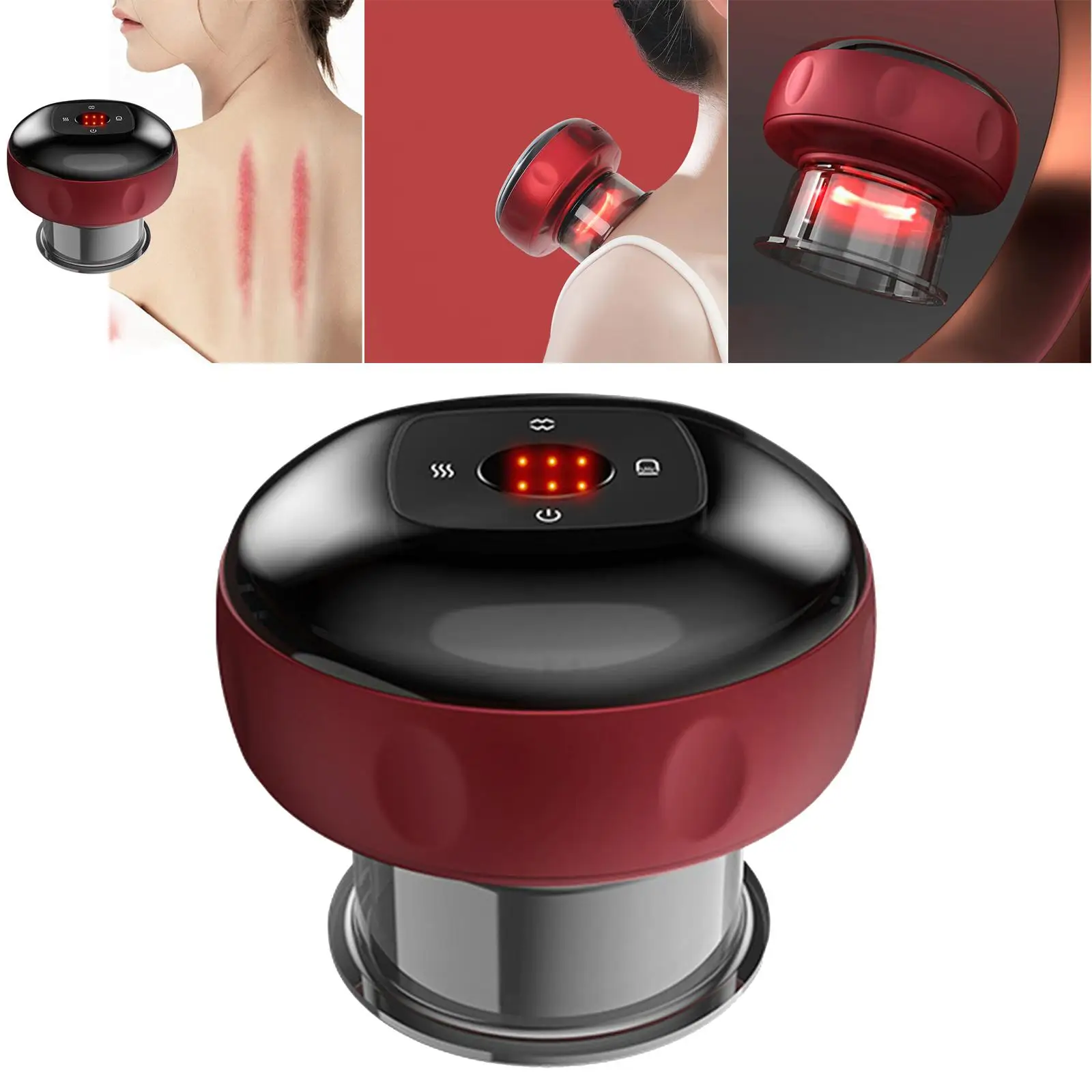 

Умный баночный массажер 3-в-1 набор присосок отрицательного давления с ЖК-дисплеем для релаксационной терапии