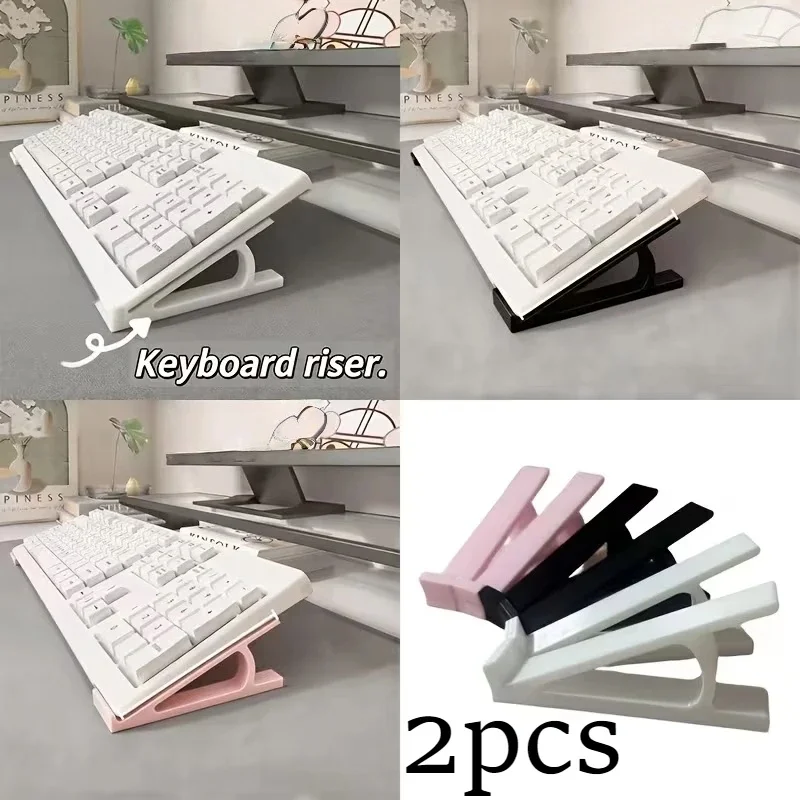 2pcs Heavy Duty Keyboard Riser Ergonomic Portable Elevator Multi Function Stand Stable Support for All Keyboard Sizes Gaming