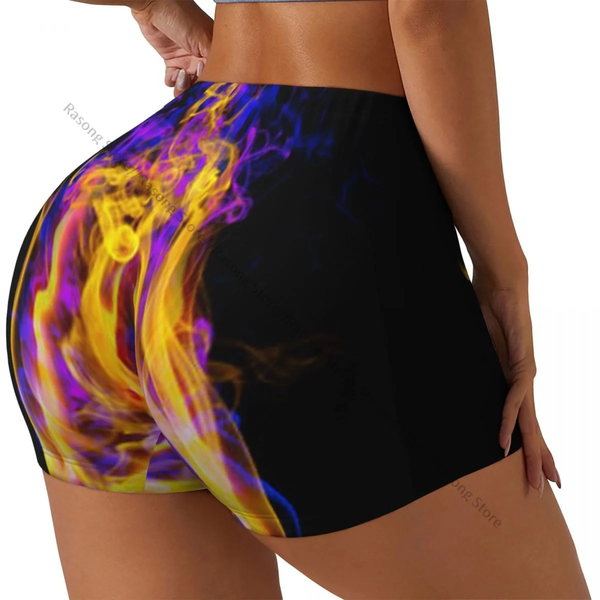 

Женские шорты для йоги из спандекса, шорты для тренировок Fiery With Rose