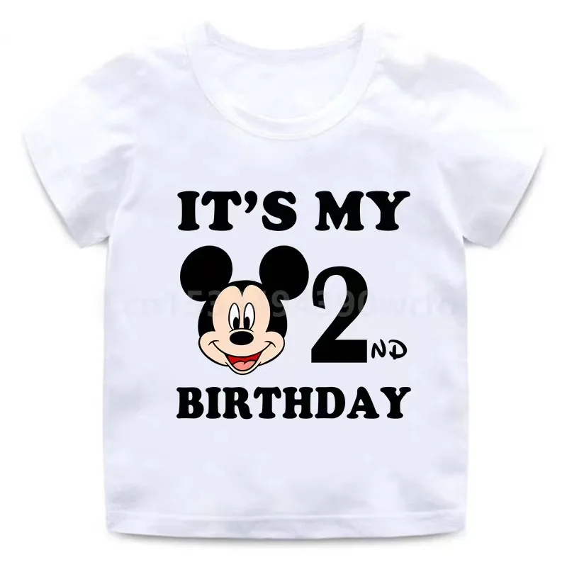 Children clothes tops Mickey mouse Birthday Number  Children T-shirt Kawaii Clothes for Girls T Shirt Anime Cartoons Casual