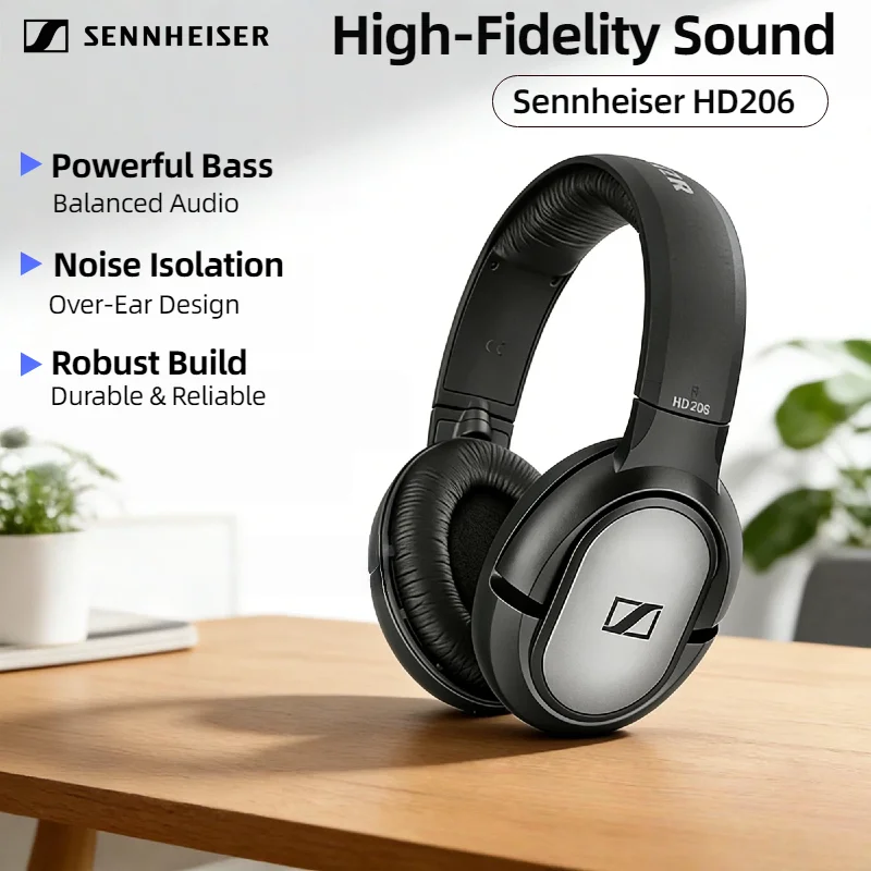 

Оригинальные проводные наушники Sennheiser HD206 с глубокими басами, профессиональные студийные мониторные Hi-Fi стереонаушники для диджеев