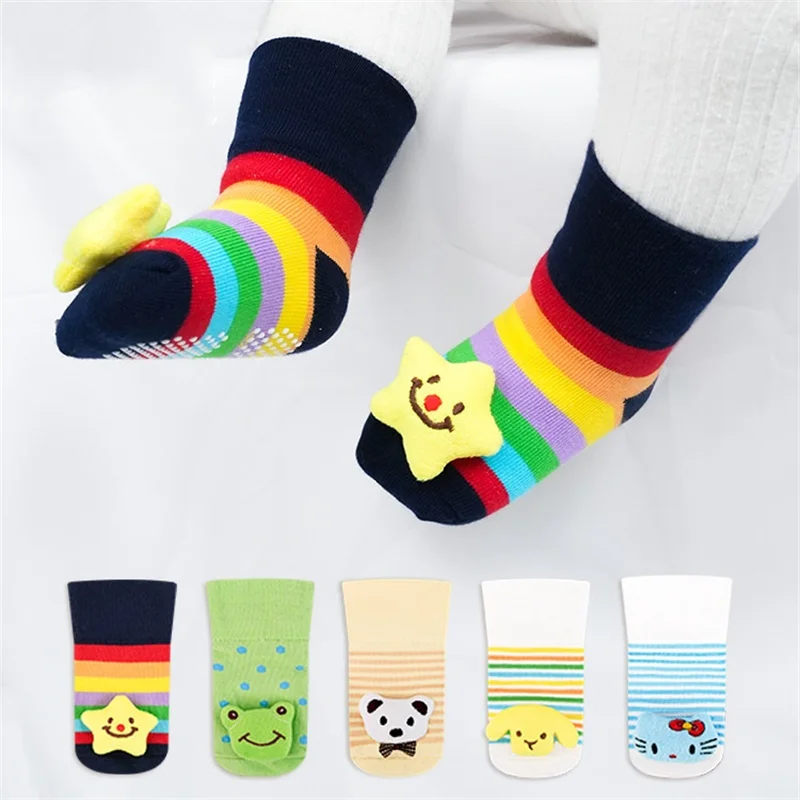 1/3Pairs Newborn Floor Socks Anti Slip Toddler Cotton Lovely Animal Socks Soft Cartoon Baby Boys Girls First Walkers Socks New