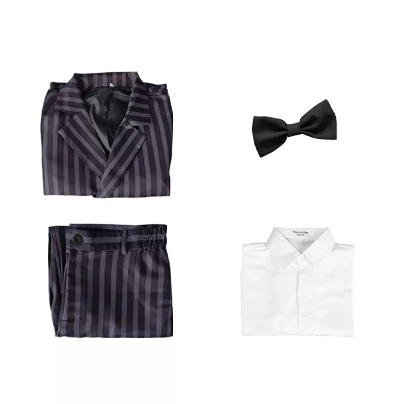 Wednesday Gomez Addams Cosplay Costume Halloween Carnival Outfit Men Coat Shirt Pant Tie Suit Party Uniform