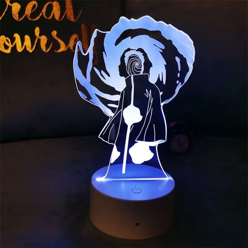 Anime Naruto 3D Night Light Obito Bedside Lamp Room Decoration Child Bedrooms USB Touch Control or Remote Kid Christmas Gift Toy