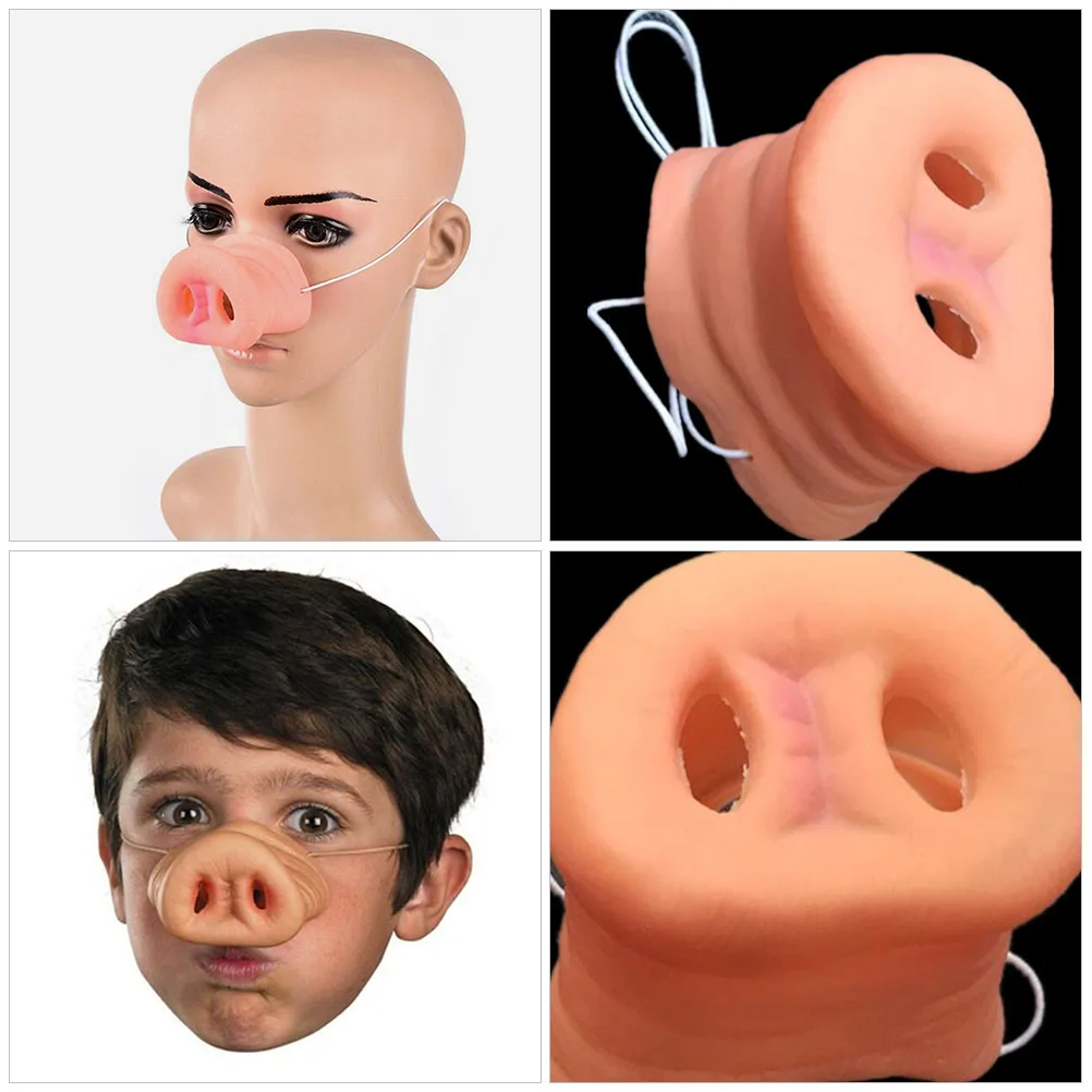 

Simulation Pig Nose Prop Cosplay Accessory Halloween Costume Party Decorative Realistic Fake Flesh Latex Noses Elastic Band Fits