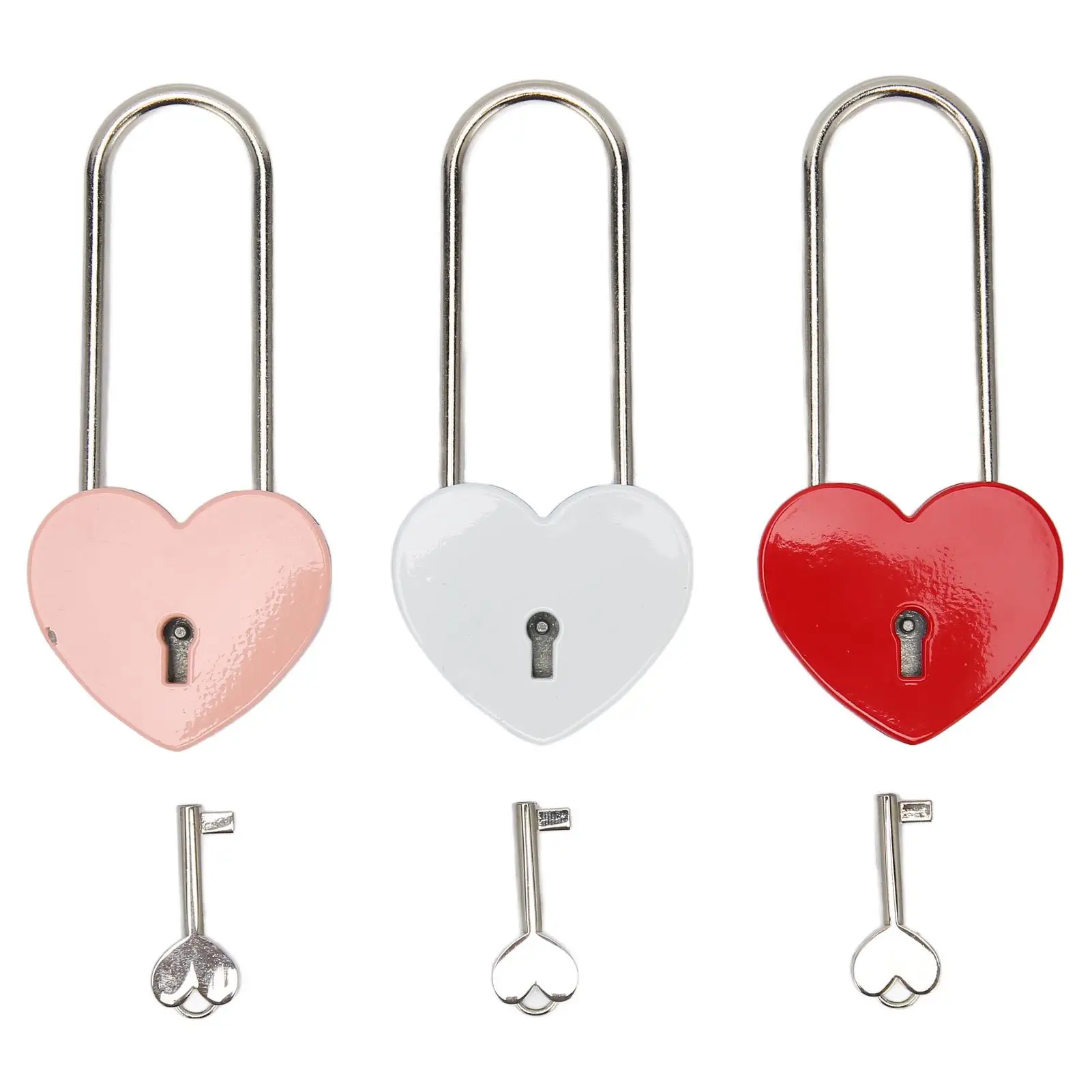 3pcs  Shaped Padlocks with 3 Keys - Rustproof  Alloy Love Locks for Luggage, Handbags & Jewelry Boxes