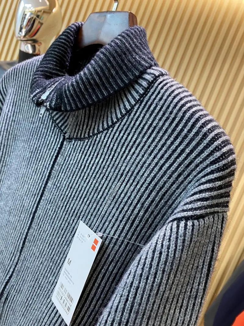 

Knitted Cardigan with Zipper for Men And Women Autumn Winter Ribbed Trendy Sweater Jaet Long Sve Youthful Sle