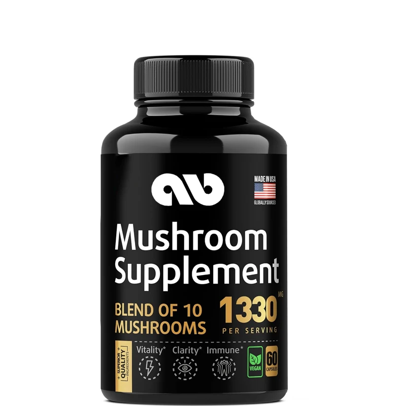 Mushroom supplement - containing Ganoderma lucidum, turkey tail, white birch mushroom extract, and cordyceps powder -60 capsules