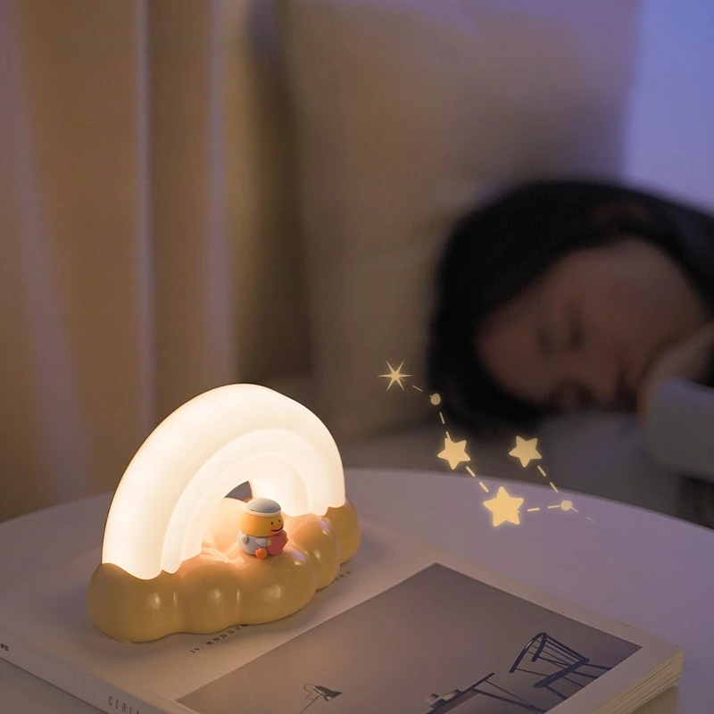 เด็กใหม่ Sleep Companion การ์ตูนสายรุ้งน่ารัก Night Light สี Soft Light USB ชาร์จ Night Light