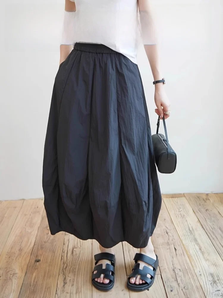 

Casual Loose Long Bloomer Half Skirt Women's New Summer Trendy Meat Covering Fluffy Skirt High Waist Midi Skirt G24062006