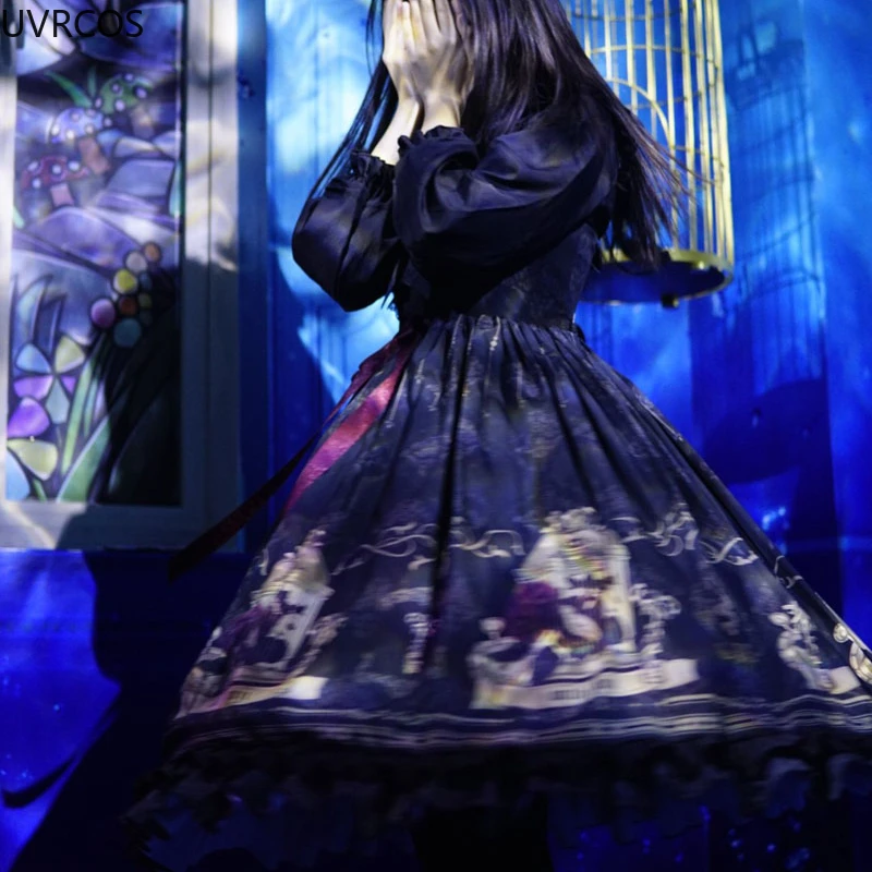 Gothic Style Vintage Lolita Jsk Dress Women Japan Harajuku Cosplay Costumes Nightingale and Rose Victorian Princess Party Dress