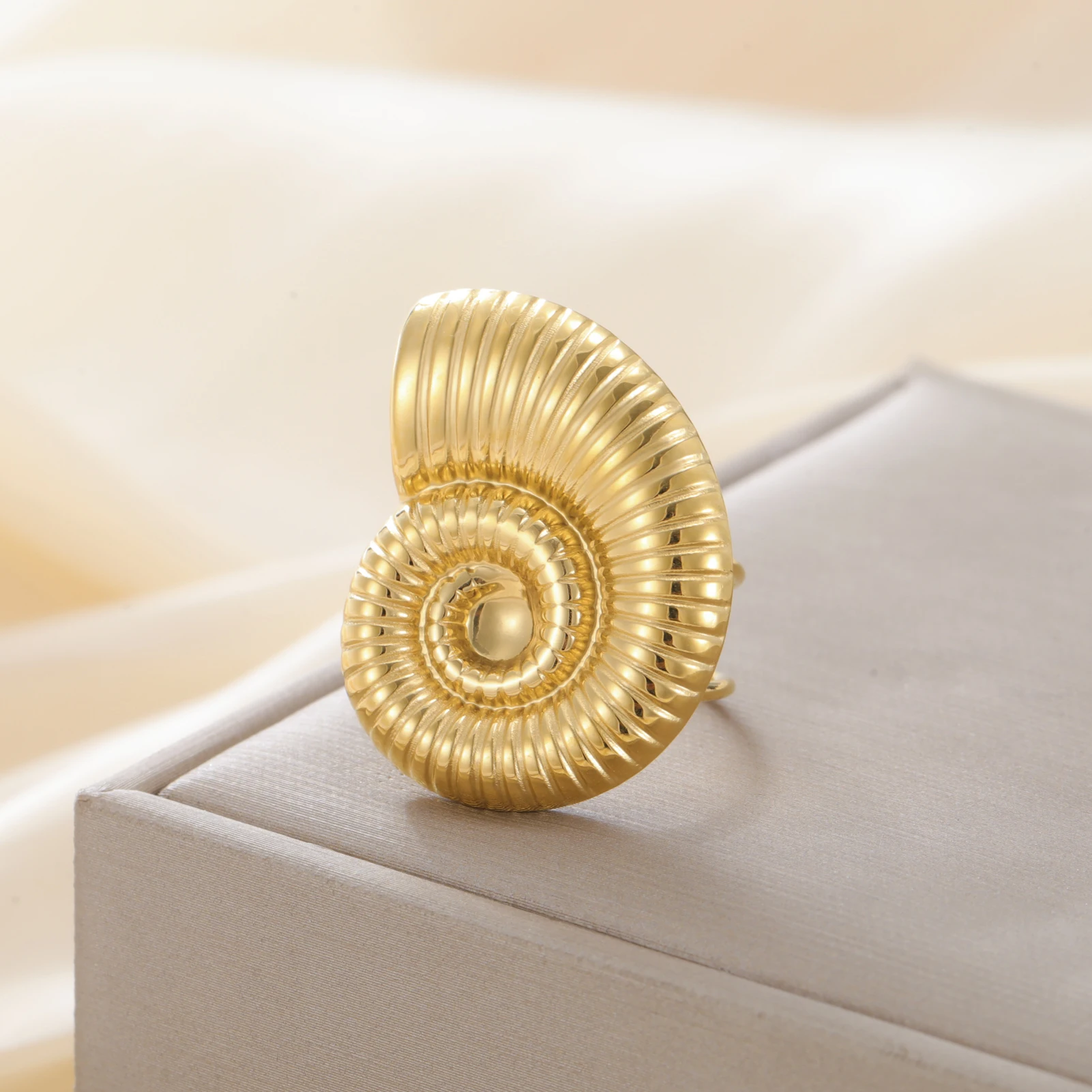 COOLTIME Mode Blumenring für Frauen Edelstahl Gold Farbe Gardenia Kamelie Blume Offener Ring Schmuck Geschenk Neu – Detail 13