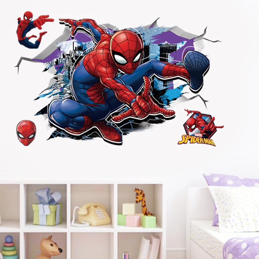 Pegatinas de Pared de Dibujos Animados de Marvel, Los Vengadores, Superman, Iron Man, Decoración para Dormitorio de Invitados
