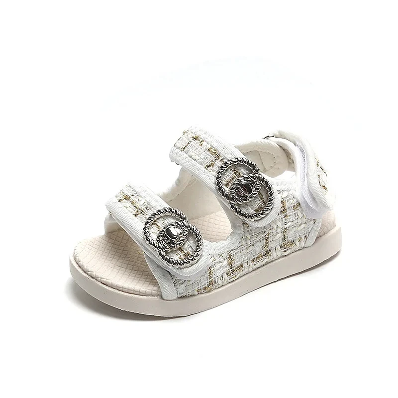 Sandalias transpirables con diseño de doble gancho para niña, zapatos de princesa pequeña, calzado de verano para guardería